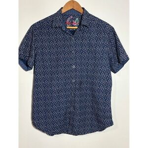 Robert Graham Altamont Mens S/S Button Up Shirt Seagull Print Embroidered Size M